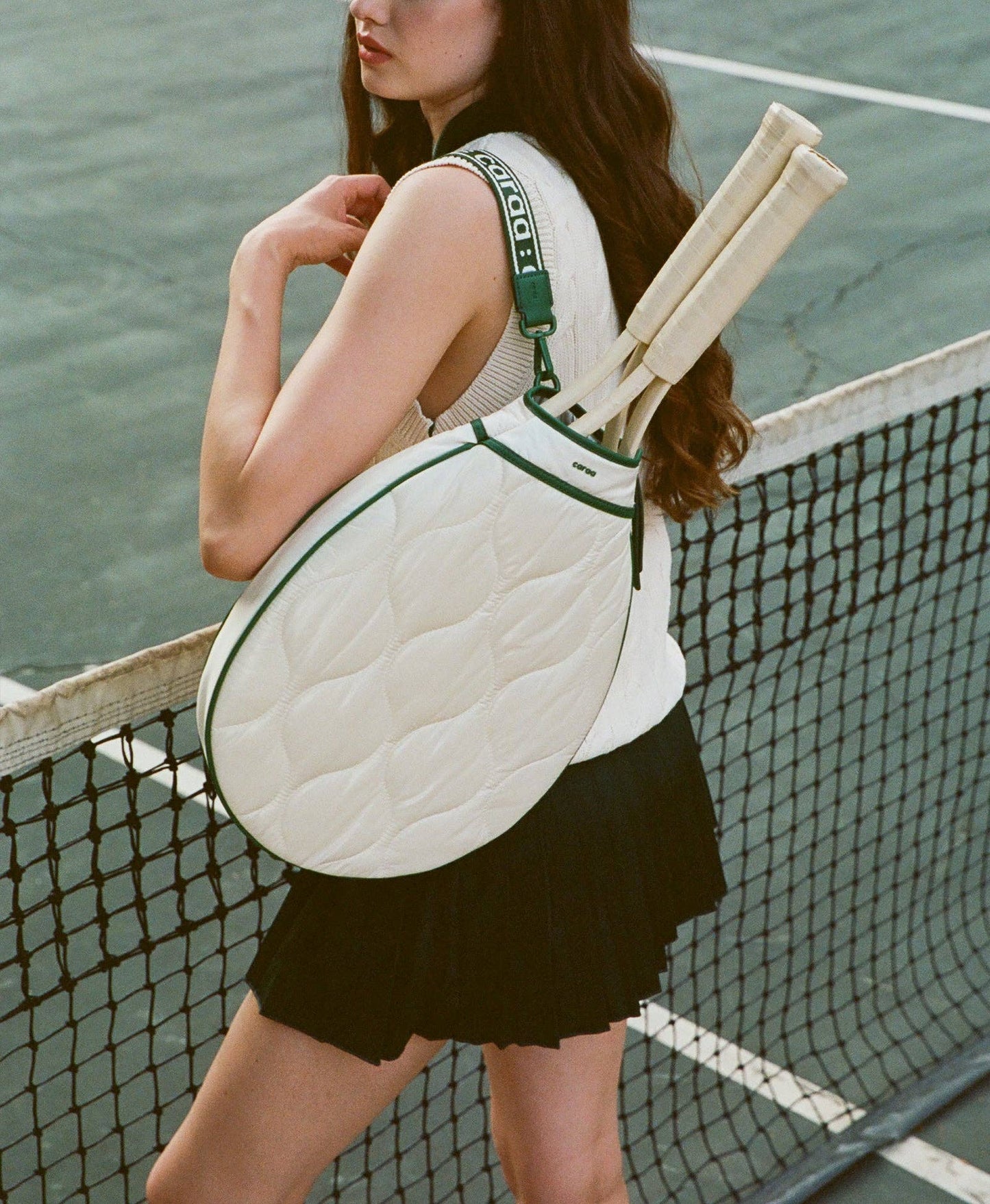 Tennis Quilted Racquet Sling in Ivory