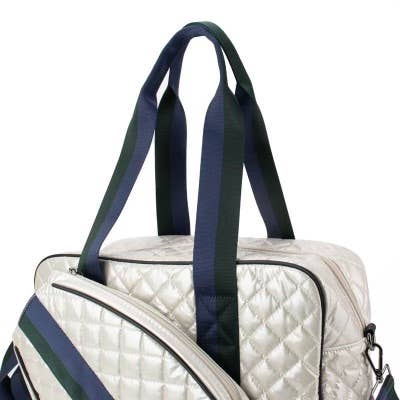 Pickle Ball Tote Diamond Pearl with Blue Stripe