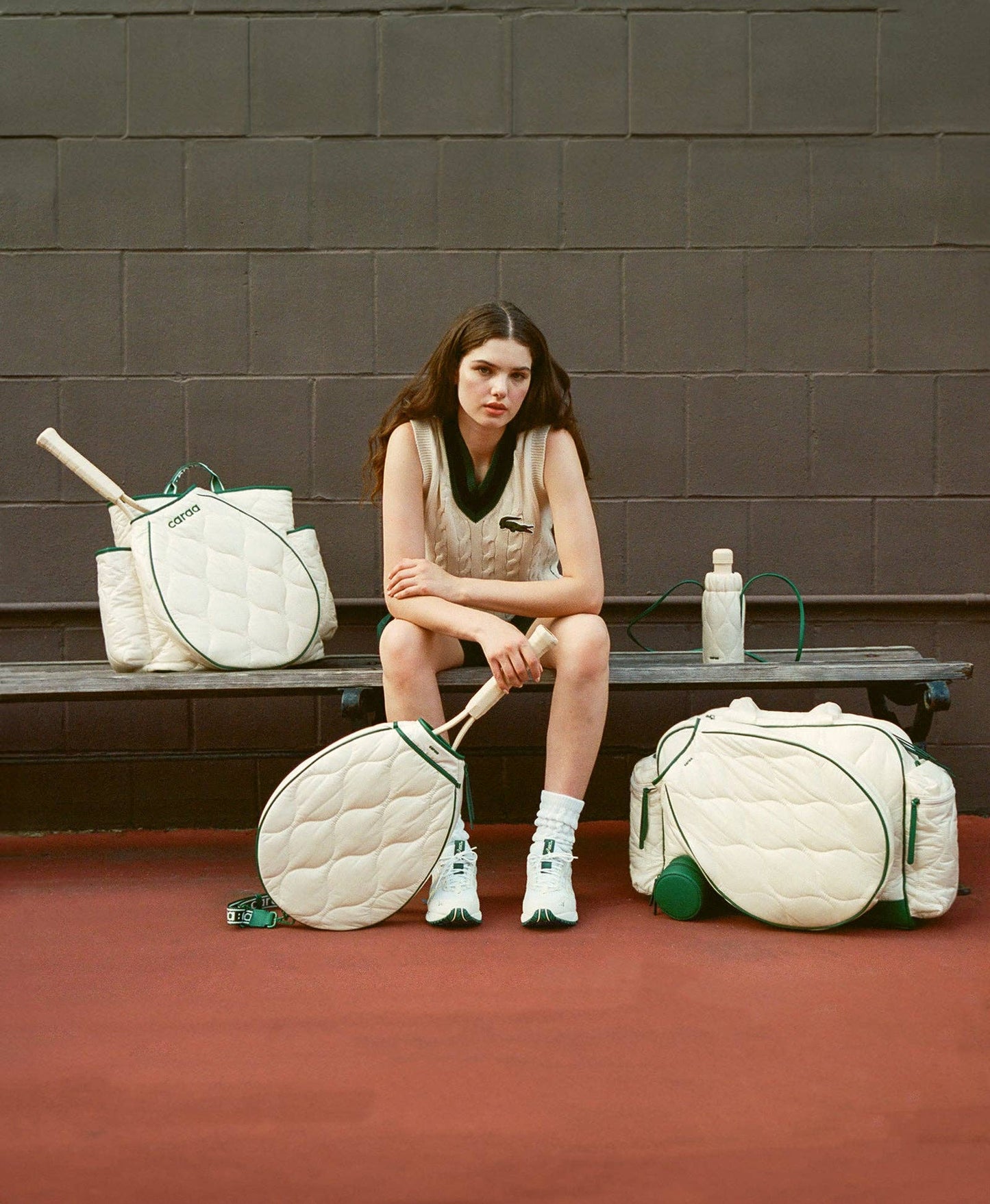 Tennis Quilted Racquet Sling in Ivory