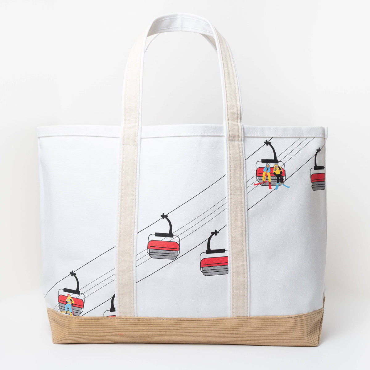 Ski Chairlift Canvas with Corduroy Tote Bag