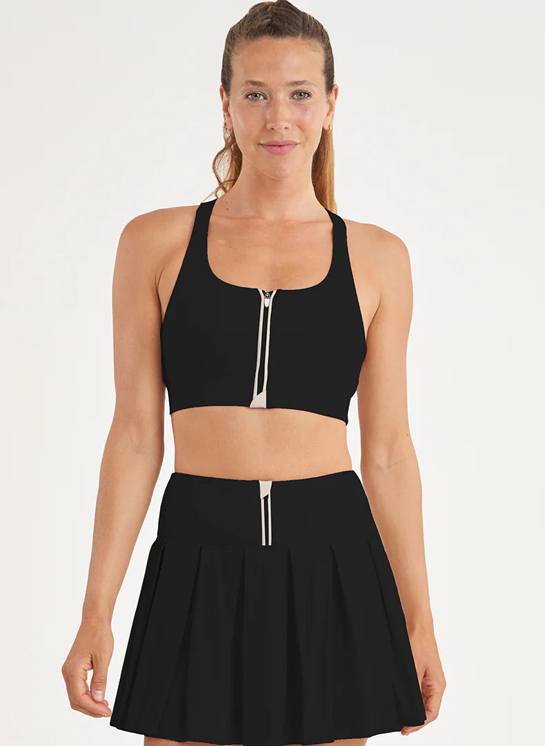 Dynamic Piped Zip Skort (Black)