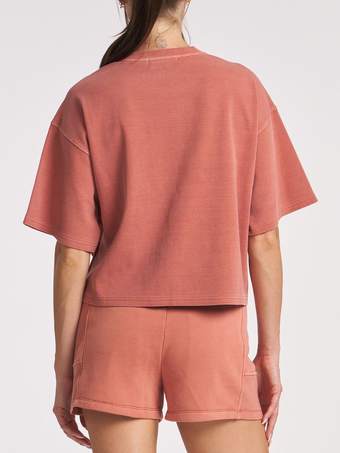 Washed Rib Side Tee (Chili)