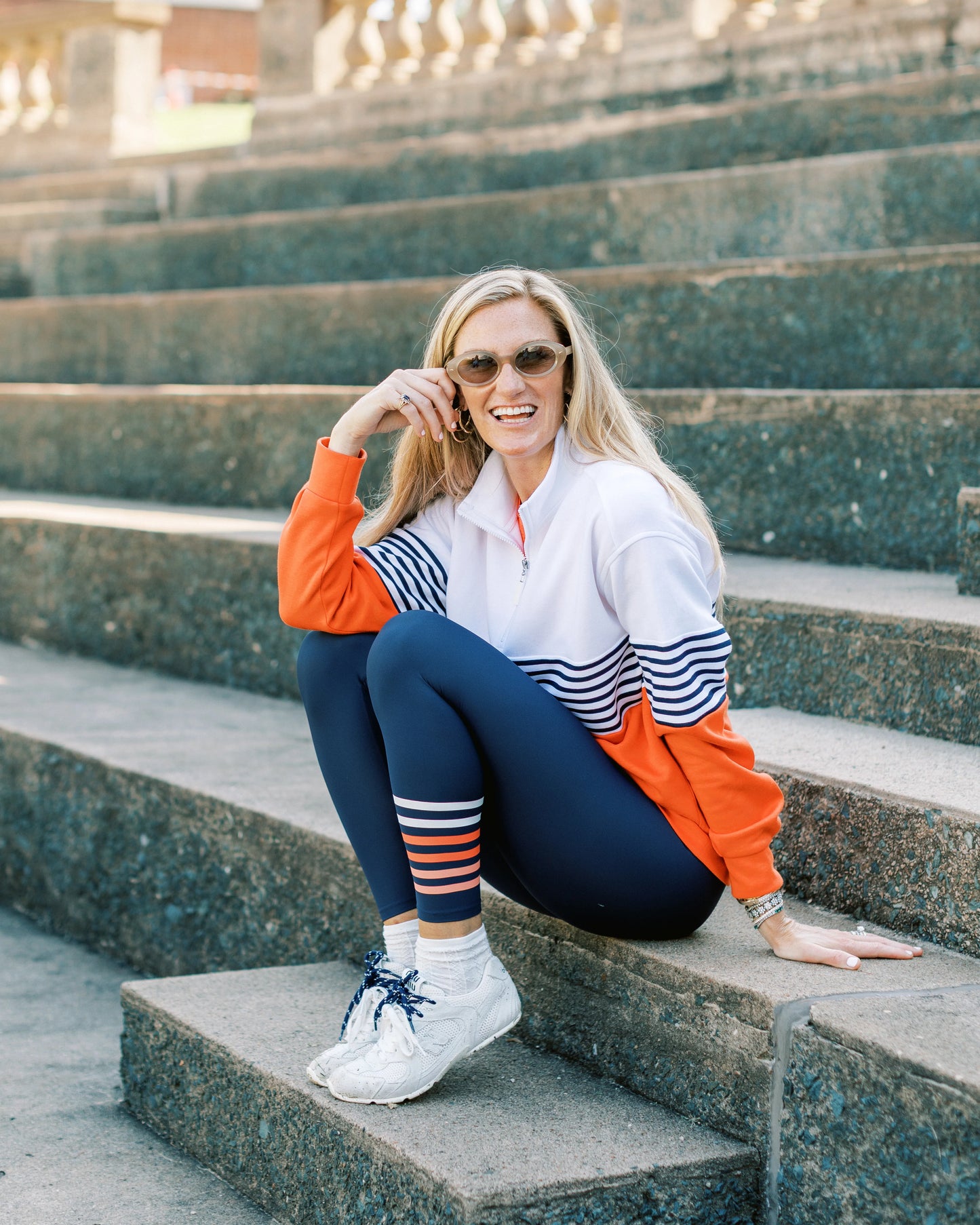 Everyday Legging (Navy/Papaya)