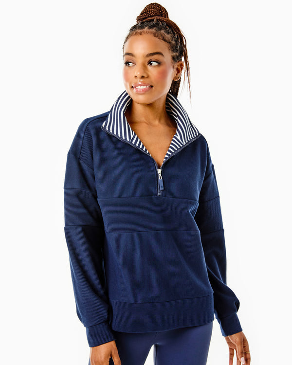 Ribbed Varsity Quarter Zip (Navy)