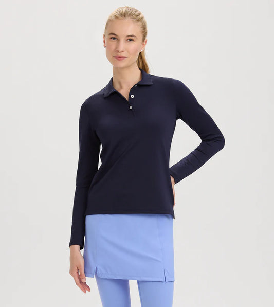 Scallop Collar Long Sleeve Polo