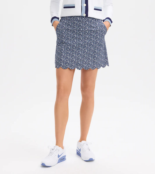 Printed Scallop Hem Skort
