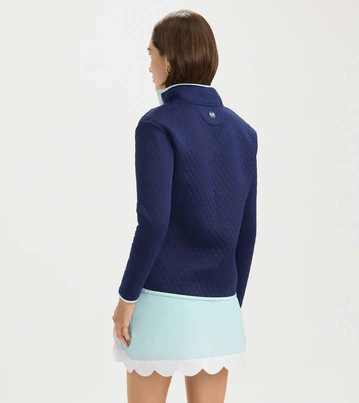 Quilted Snap Mock (Navy)