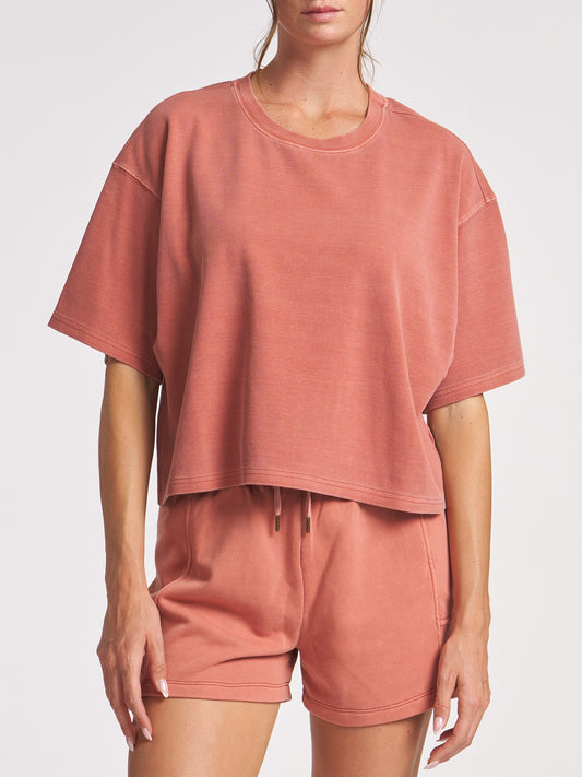 Washed Rib Side Tee (Chili)