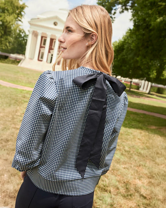 Ponte Beta Bow (navy gingham)