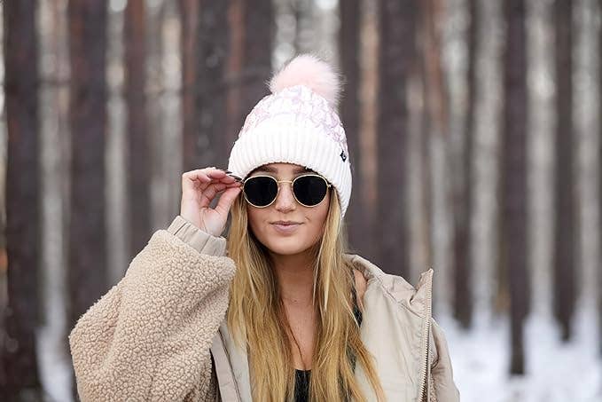 Puffer Faux Fur Pom Beanie - Iridescent Pink