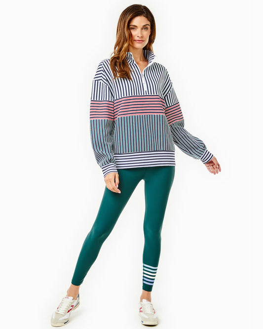 Varsity Quarter Zip Navy/Cherry Stripe